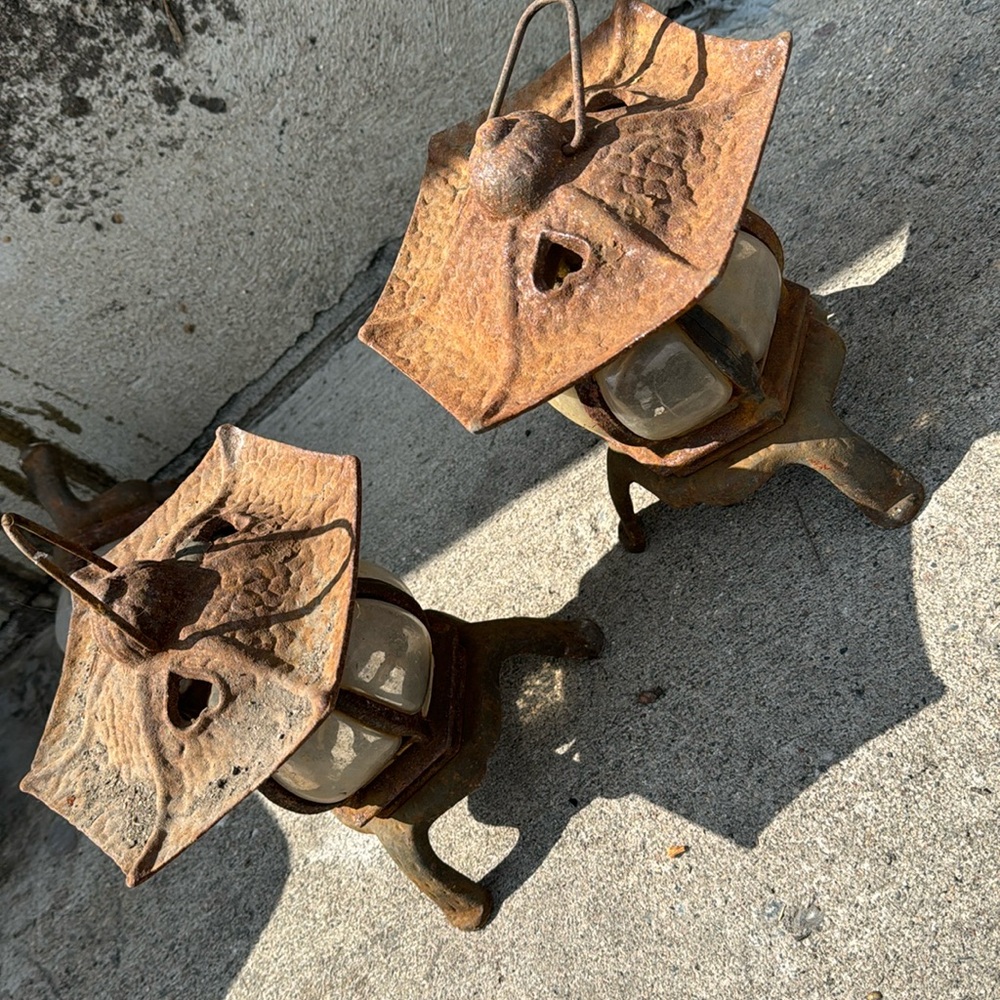Cast iron blown glass, Antique lanterns